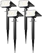 HGGH Solar Lights Outdoor Waterproof IP67, 60 LED 3 Lighting Modes Solar Spot Lights Outdoor for Yard Garden Pathway Landscape, Auto On/Off, Function 2 in 1(Cool White, 4 Pack)