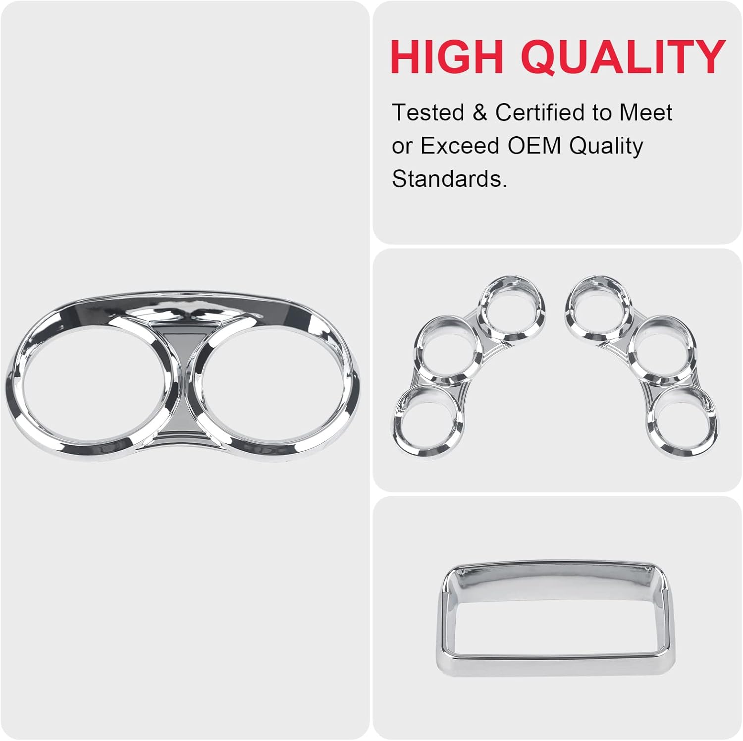 Peterbilt Center Gauge Cover Kit Compatible with 2006-2022 Peterbilt 379 384 386 387 388 389 Instrument Dash Center Gauge Cover (Chrome) thumbnail