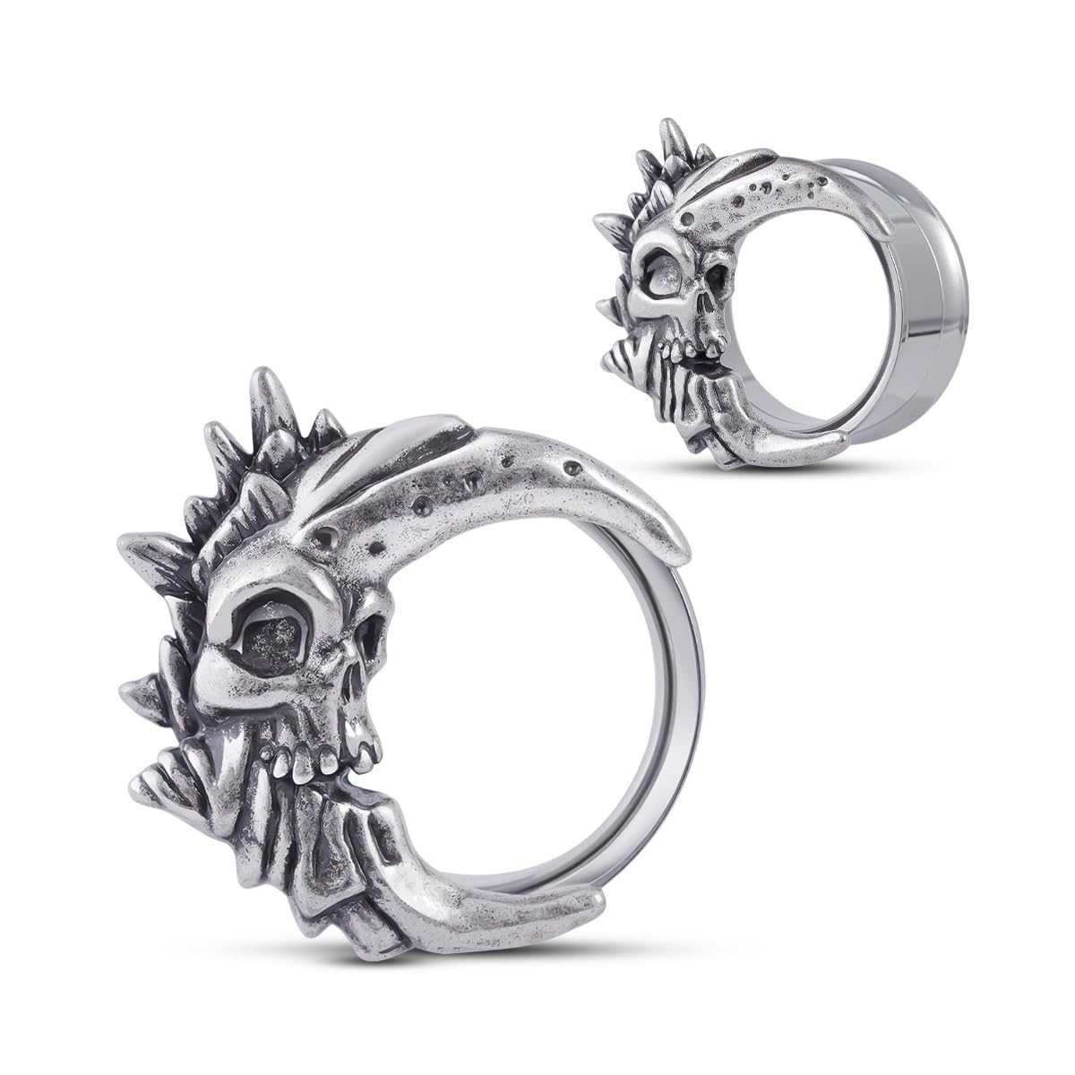 COOEAR Schraube zurück Farbe Ohr Tunnel und Stecker, Doppelte ausgestellte Anzeigen für Ohrringe, 1-Paar Mond Form Schädel Design Piercing Expander Bahren.