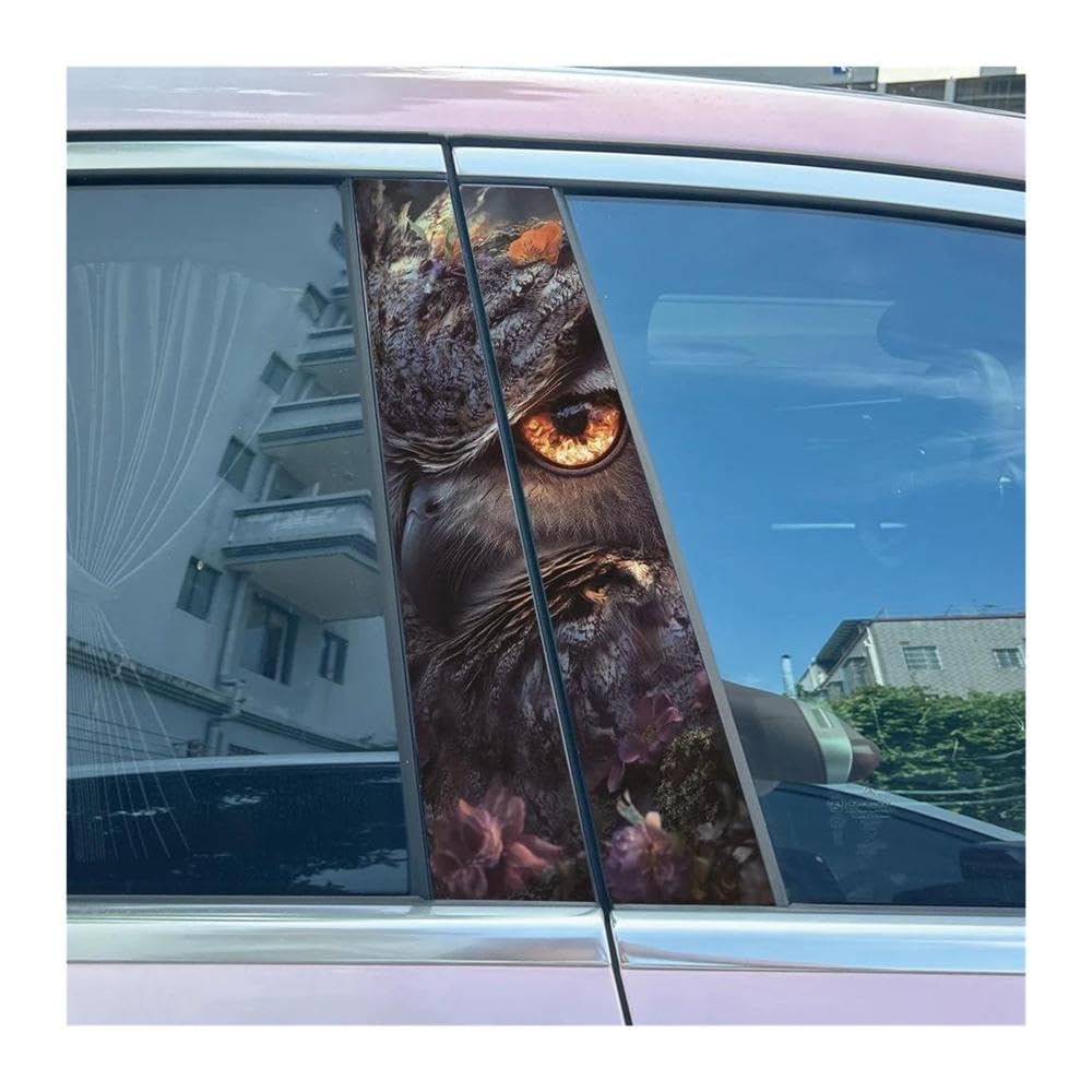 Body Parts 2pcs Car Center Pillar Sticker Graffiti Bear Auto B-Pillar Waterproof Protective Film(D)