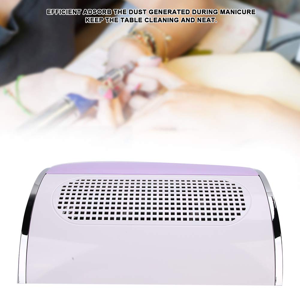 Potente collettore di polveri per unghie, Macchina per unghie Aspirapolvere Aspiratore per polveri per unghie con ventola a 3 pale 2 sacchetti A basso rumore per il salone per unghie domestico Viola