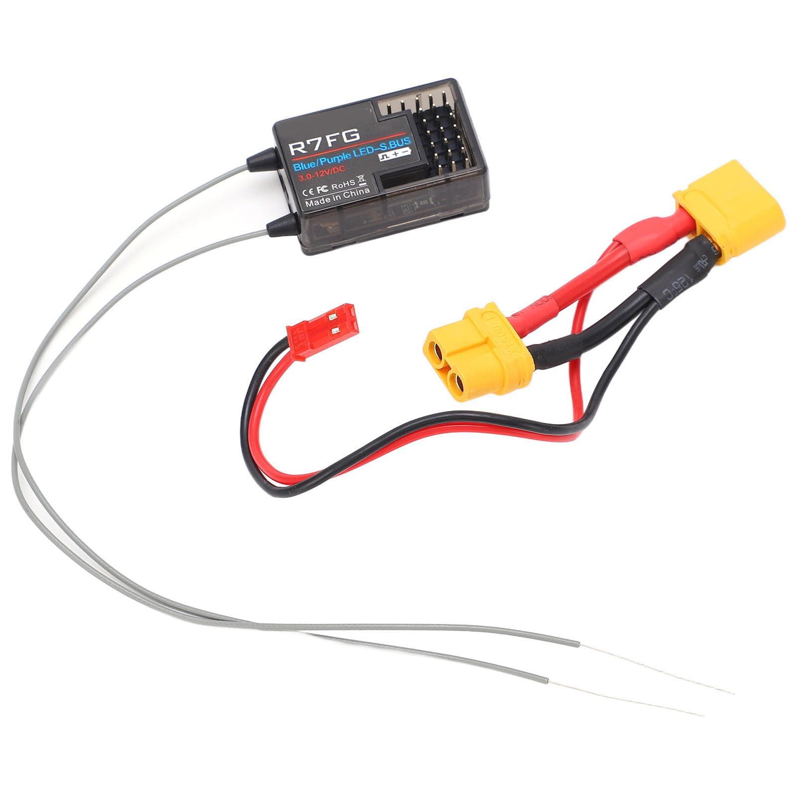 RC Car Receiver, 2.4G R7FG 7 Channels Receiver 2.4G Dual Antenna Telemetry Car Boat Receiver for RC Transmitter RC6GS RC4GS