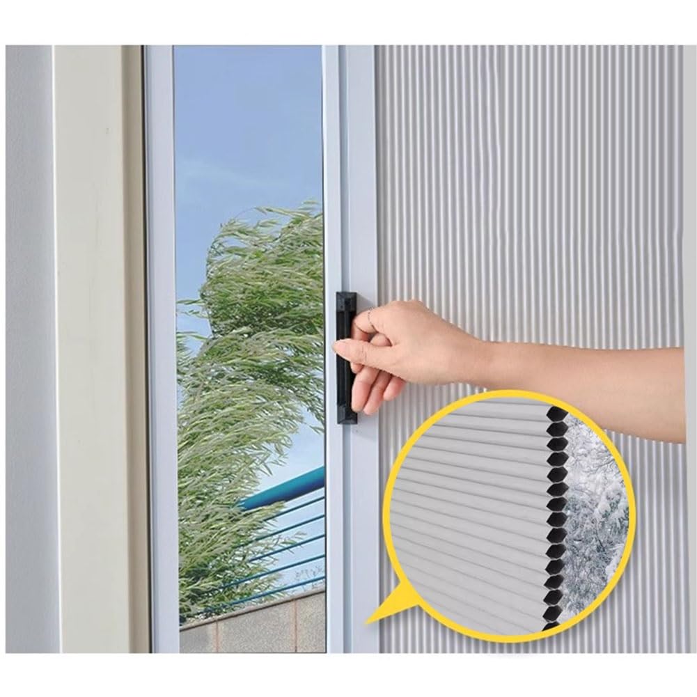 Sxlawesom Vertical Blinds, Folding Privacy Window Panel Track Blinds, Sliding Window Shades Blinds, Winter Window Seal to Keep Warm, Customizable Coverage(900x1100mm)