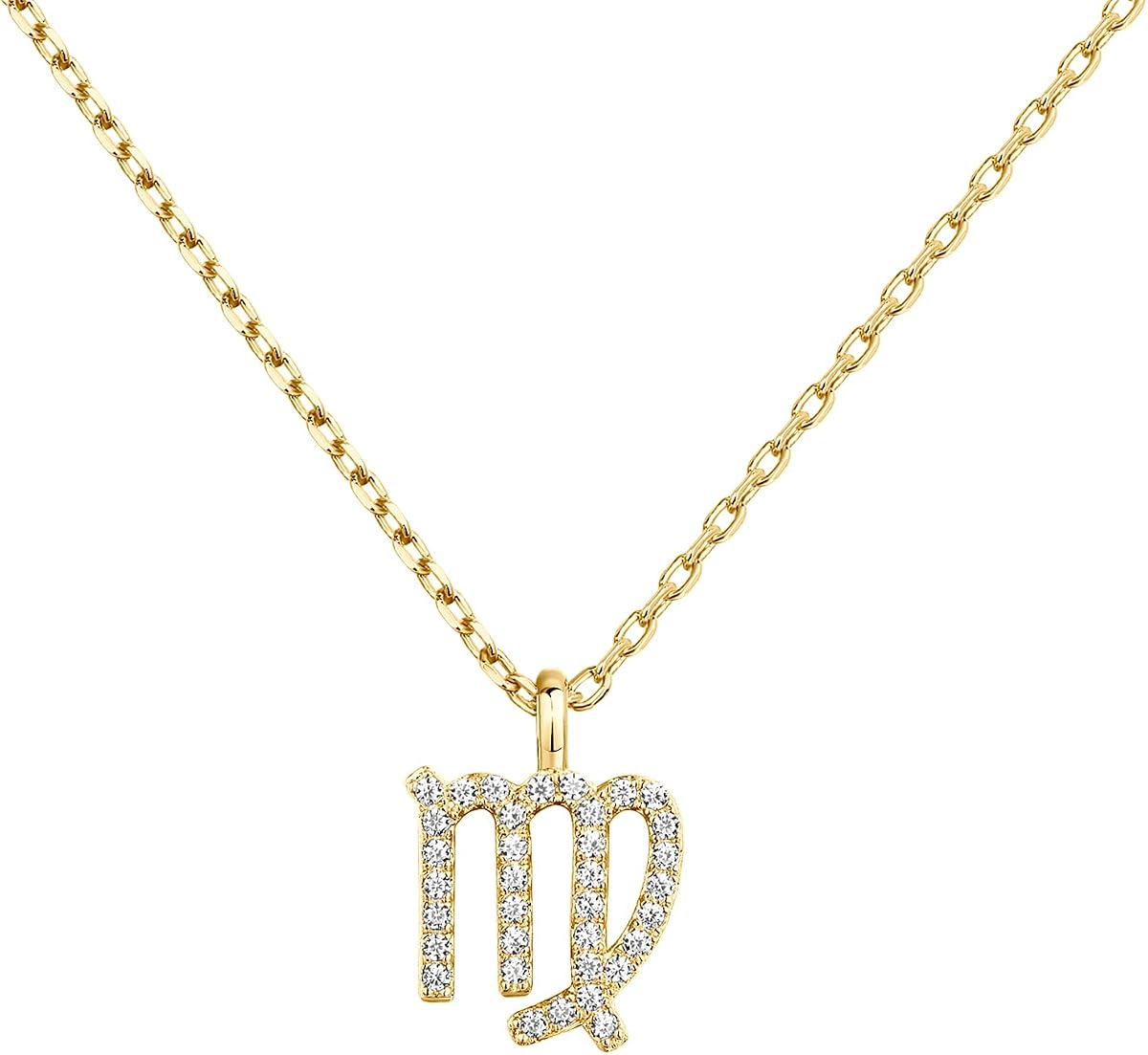 PAVOI Collares del zodiaco chapados en oro de 14 quilates para mujer, colgante de circonita astrológica | Collares de astrología con circonita cúbica, collares con colgante de signo del zodiaco, regalos de joyería