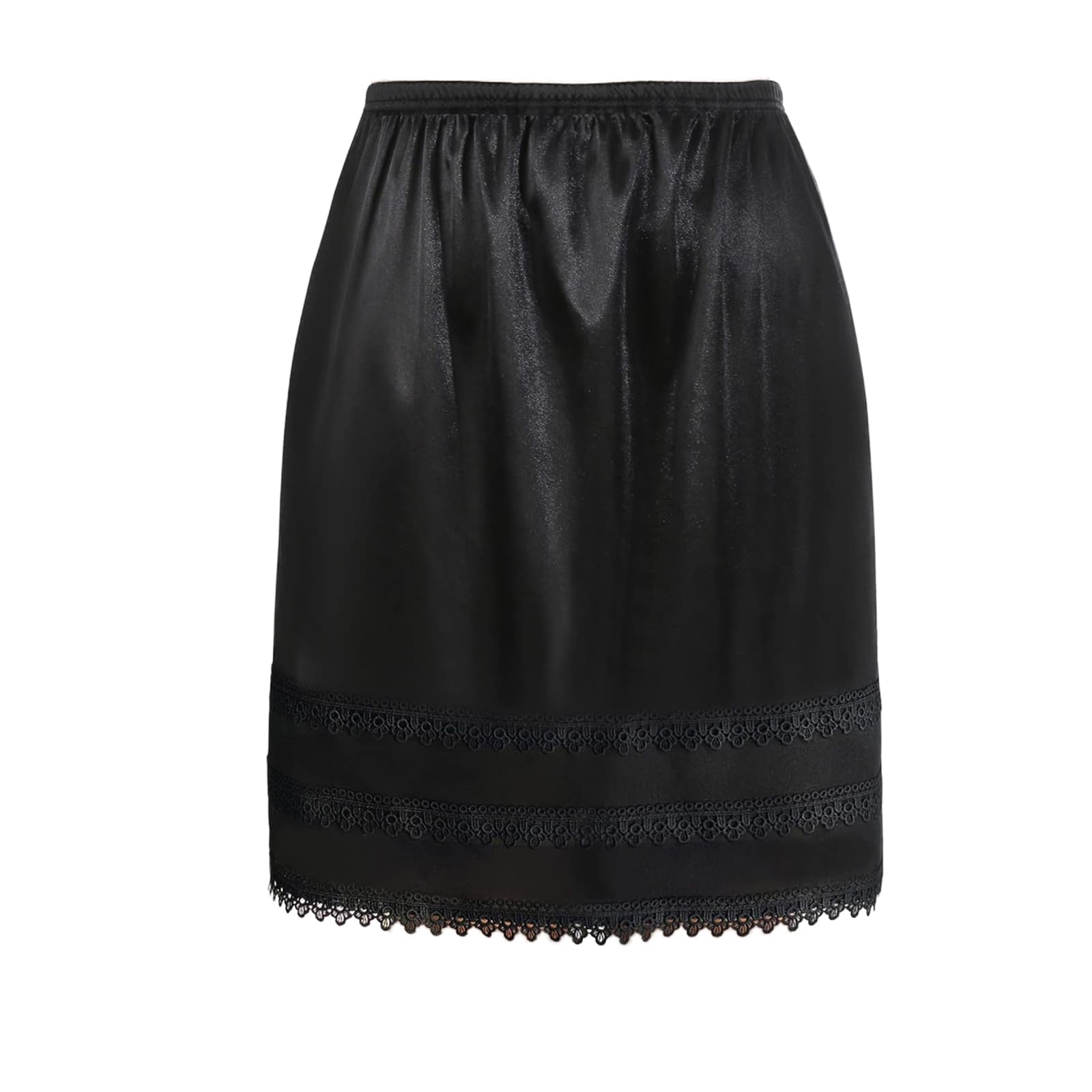 Edhomenn Women's Satin Half Slips Solid Color Long Underskirt Elastic Waist Inner Lining Midi Skirt Y2k Ladies Petticoats Under Dresses