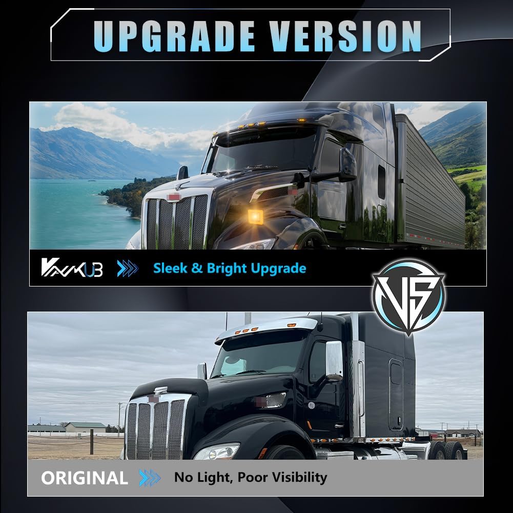 2 PCS Pedestal Fender Light, 78 LED Amber/Red Square Double Face Marker Light, Stop Turn Signal Tail Lights with Stud Mount for Peterbilt 579 587/Kenworth W900/Freightliner Trucks