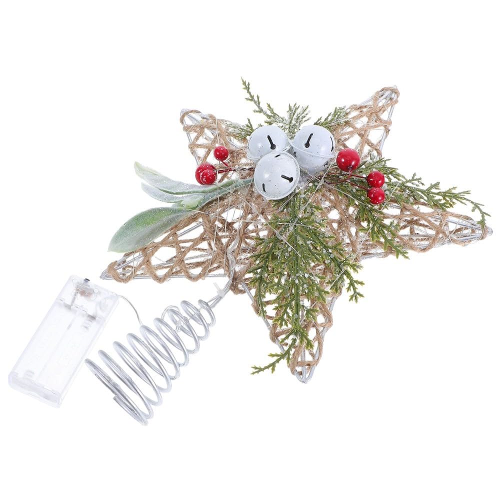 JKAPCYJFHF Puntale per albero di Natale a forma di stella con luci o Ment decorativo