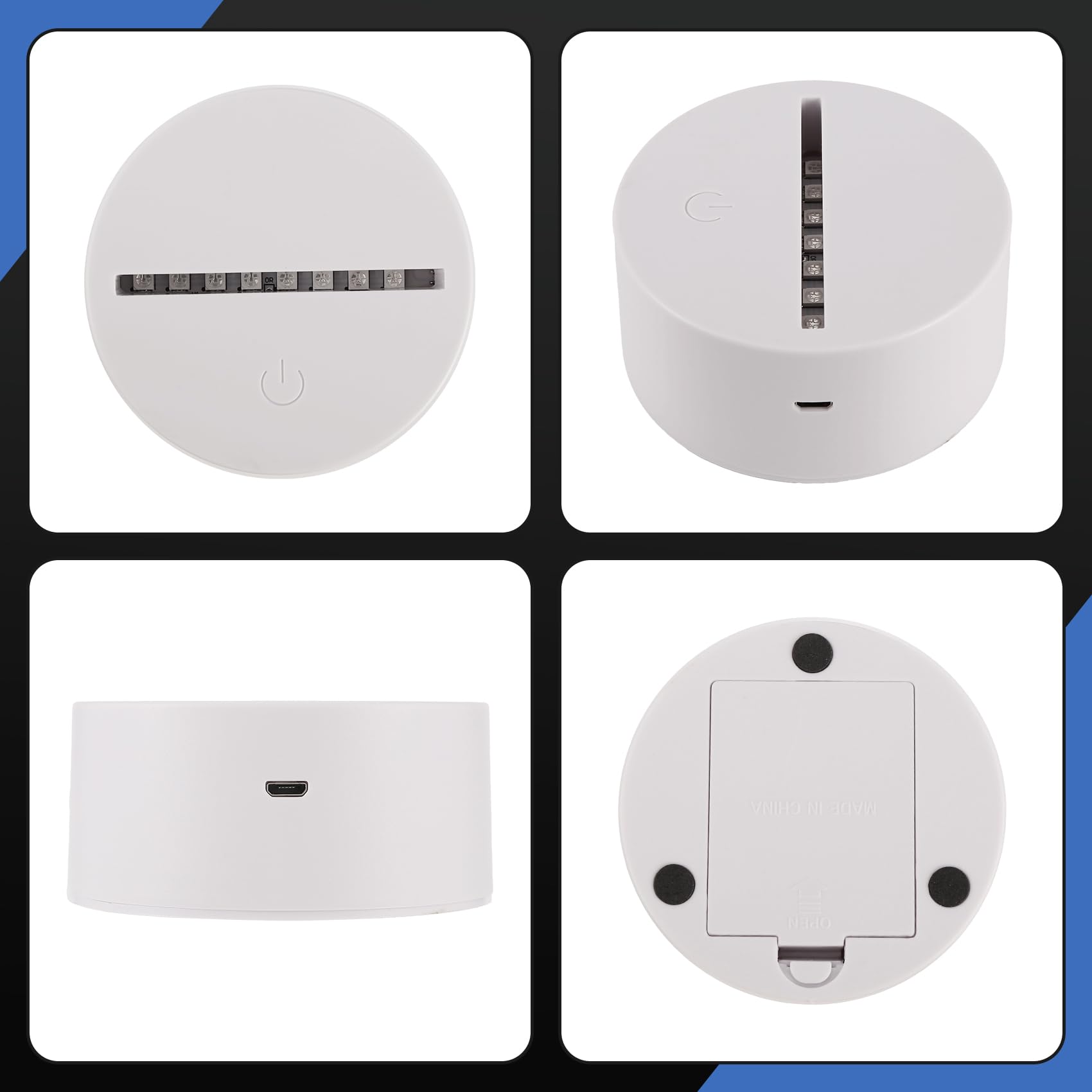 Set di 12 supporti per lampada LED da notte 3D + + USB, espositore per spettacolo di luce, 16 colori per acrilico,