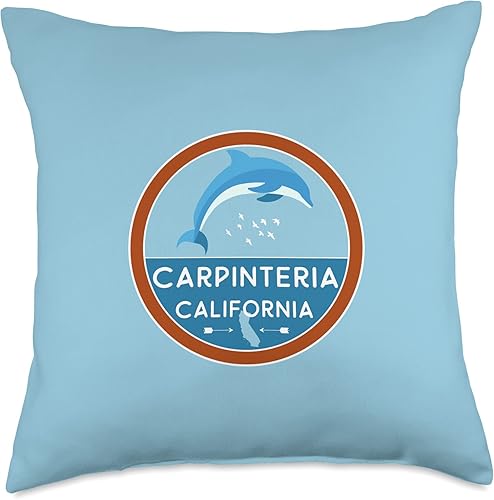 Carpinteria California Dolphin CA Vacation Souvenir Throw Pillow