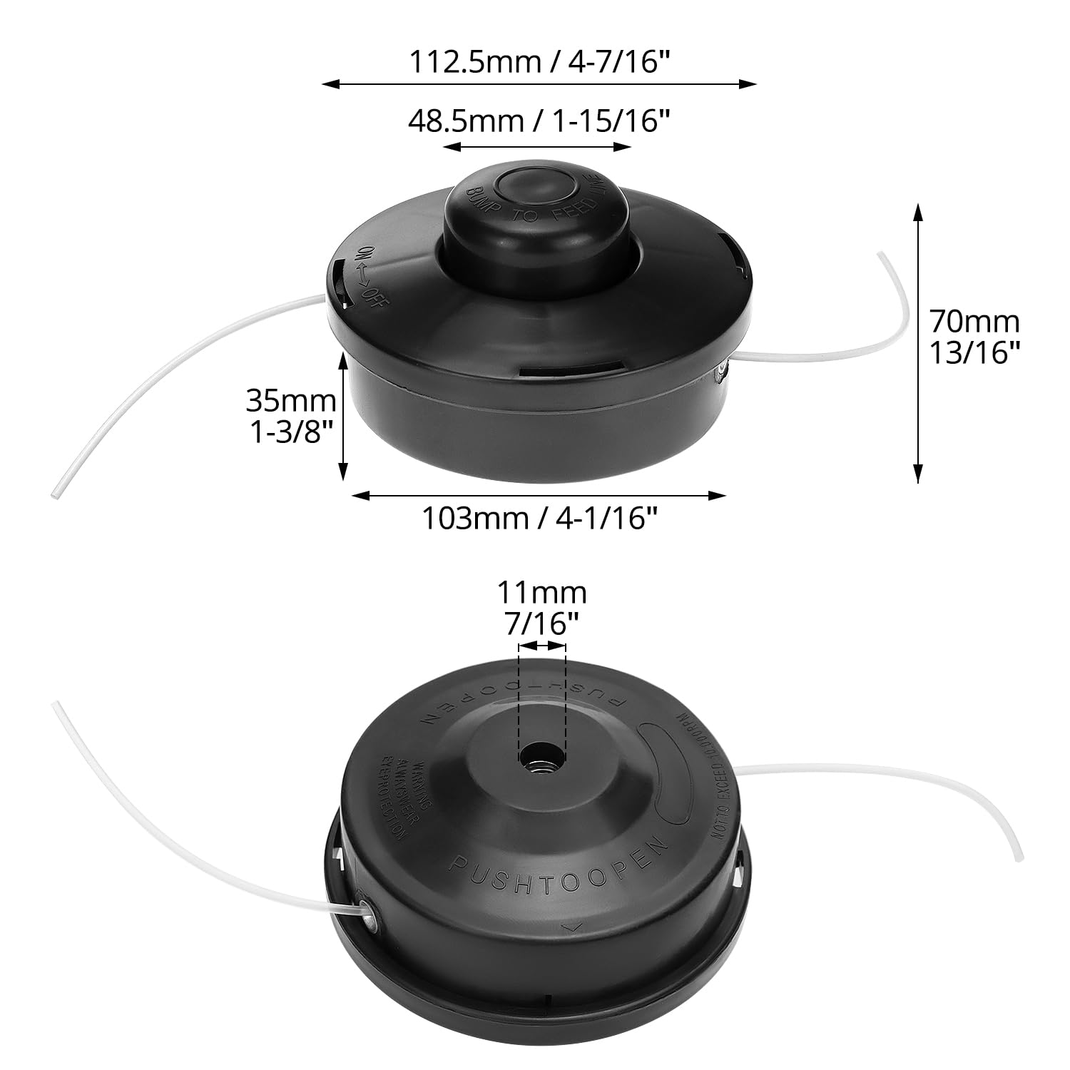 QWORK® 2 Piezas Cabezales Hilo Desbrozadora, Cabezal de Desbrozadora M10x1.25, Carrete de Hilo para Cortadora de Césped, para Desbrozadoras M10