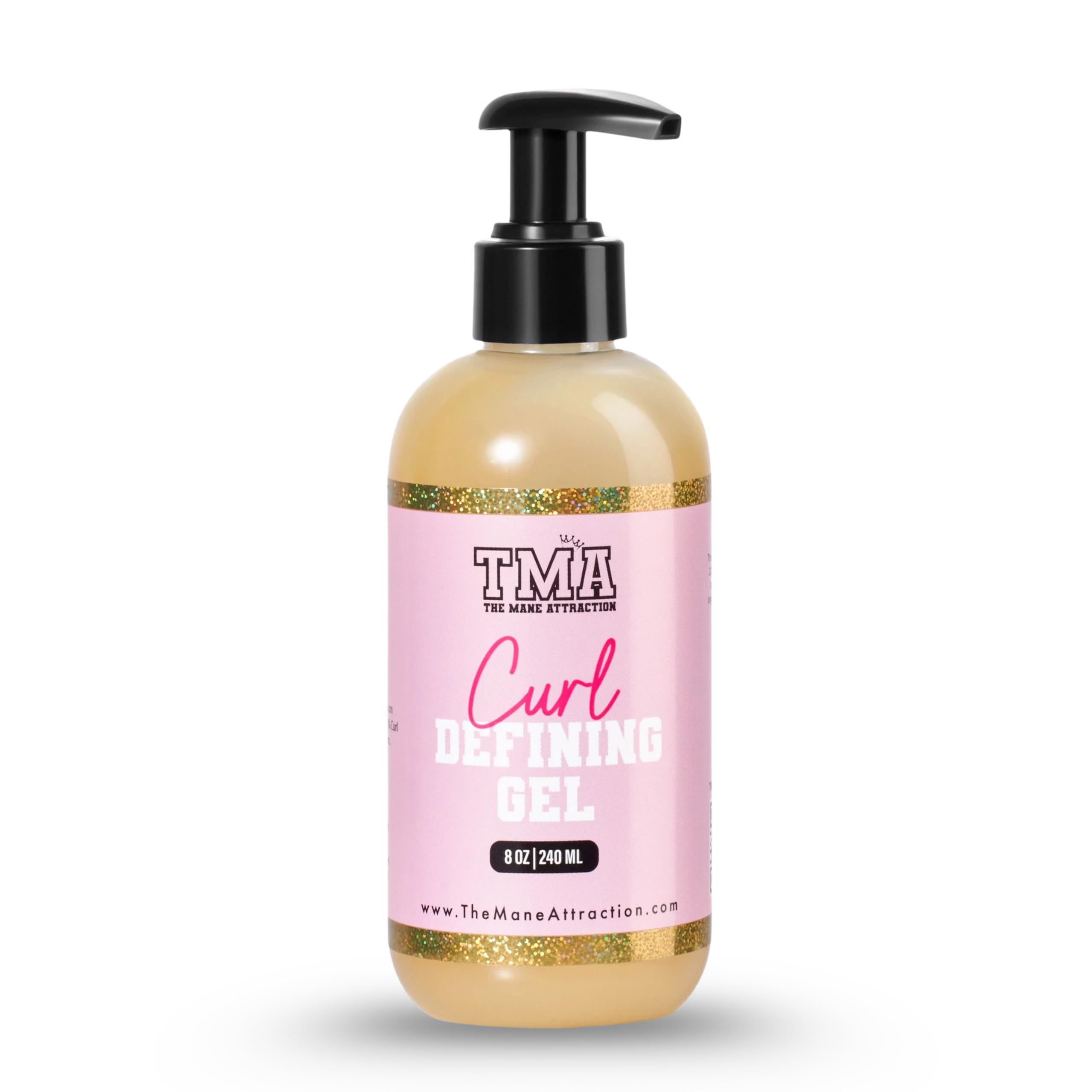 The Mane Attraction Curl Defining Gel – Lightweight No-Flake Hold for Curly & Wavy Hair – Frizz Control & Moisture with Honey & Glycerin – Soft, Crunch-Free Definition – Silicone Free – 8oz