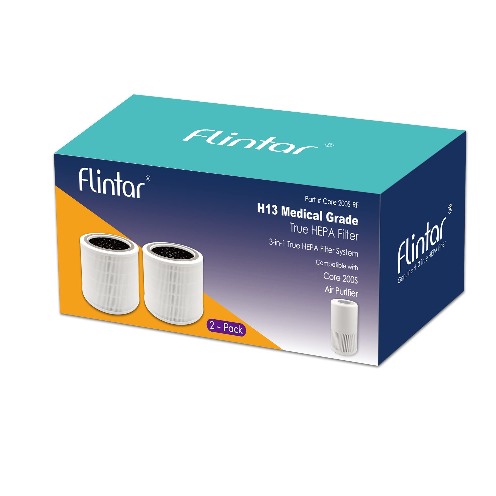 Core 200S True HEPA Filtros de repuesto, compatibles con LEVOIT Core 200S Smart WiFi purificador de aire, juego de filtros H13 True HEPA de 3 etapas, Core 200S-RF, paquete de 2