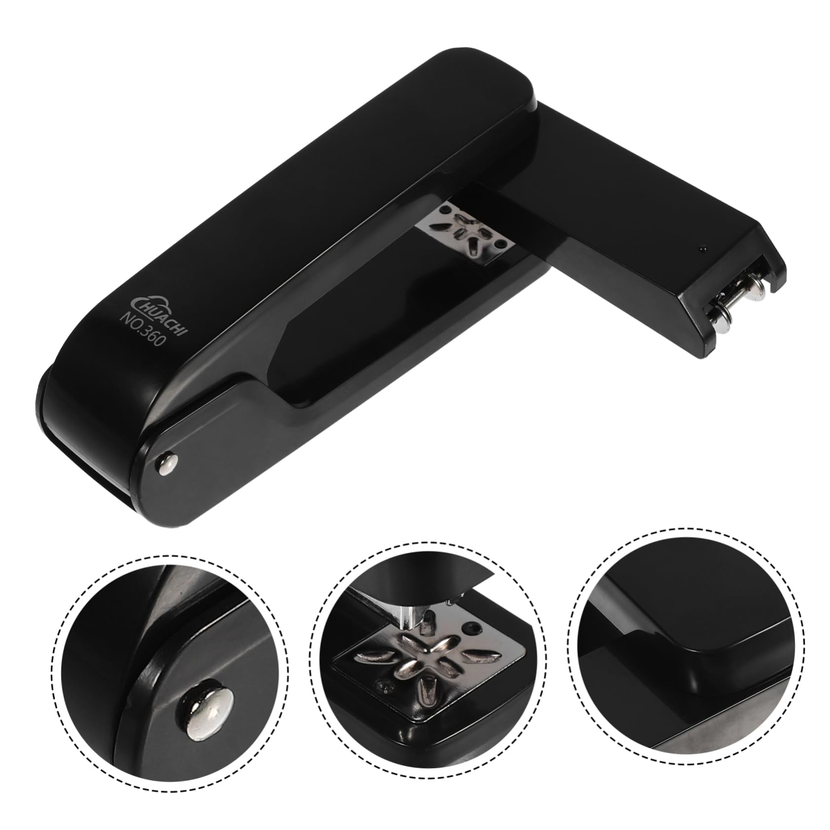 HOMSFOU 5 Pezzi Cucitrice Rotativa Forniture Per Ufficio Nere Rotante Cucitrici Pesanti Per Scrivania Cucitrice Pesante Picket Compatta Continizioni Perscitari X Nero Metallo