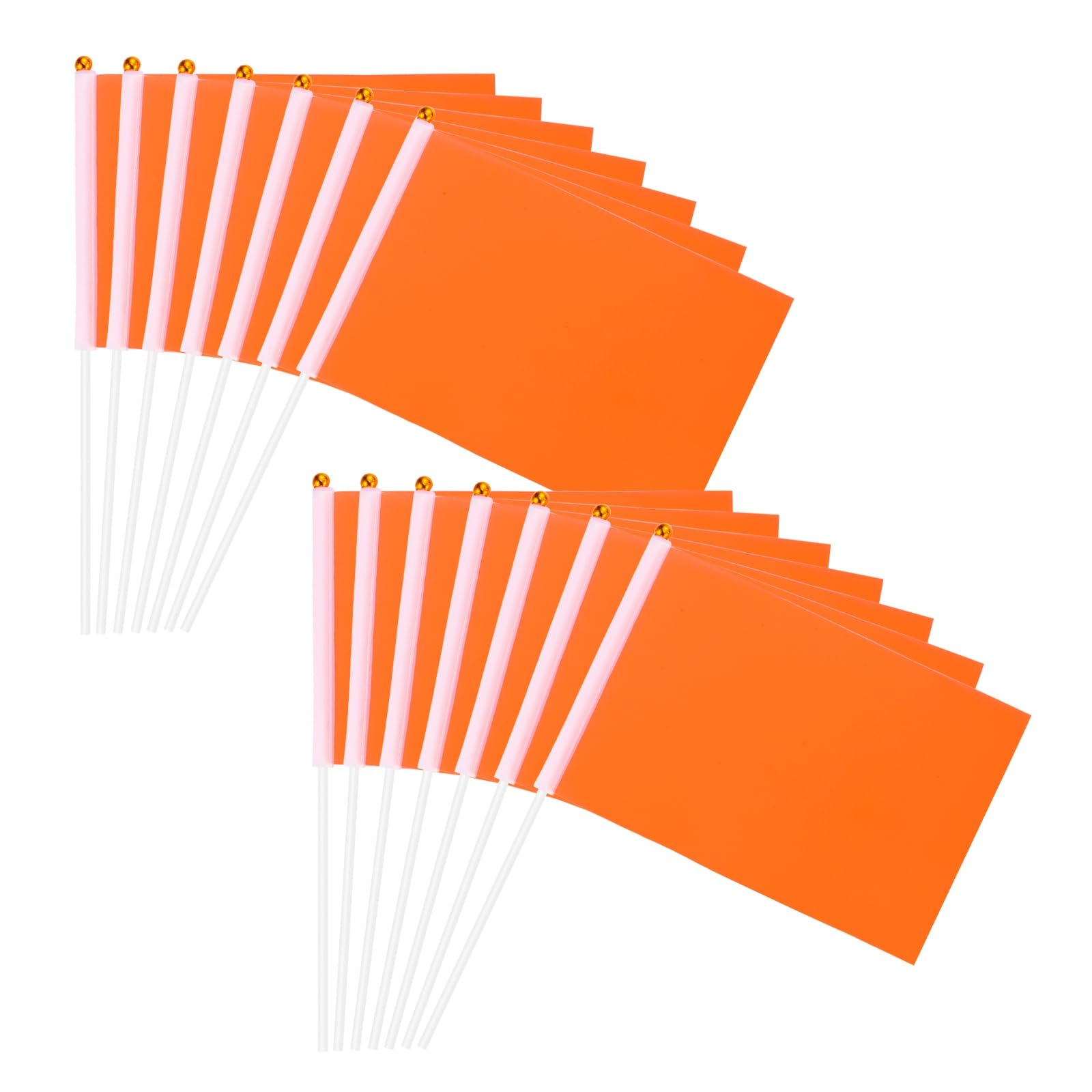sourcing map 50Pcs Orange-Red Blank Stick Flag, 8.3 x 5.5 Inch Handheld Solid Color Flags on Plastic Stick for DIY Graffiti Birthday Carnival Festival Celebration Sports Grand Opening Party
