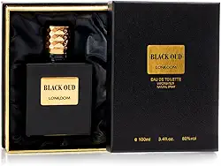 Perfumes Masculinos Black OUD For Men LONKOOM Eau de Toilette Spray - 100ml, Fragrância de Longa Duração Notas Amadeiradas Orientais de Noz-moscada, Agarwood de Ládano, Sândalo