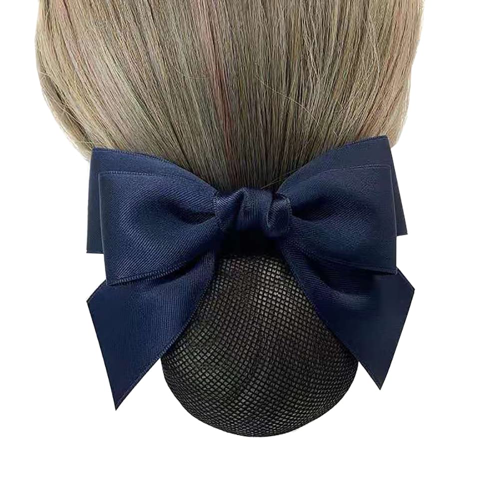 JIHUOO Fermaglio per capelli a rete per chignon, con fiocco per capelli, accessorio per capelli da donna, colore: blu