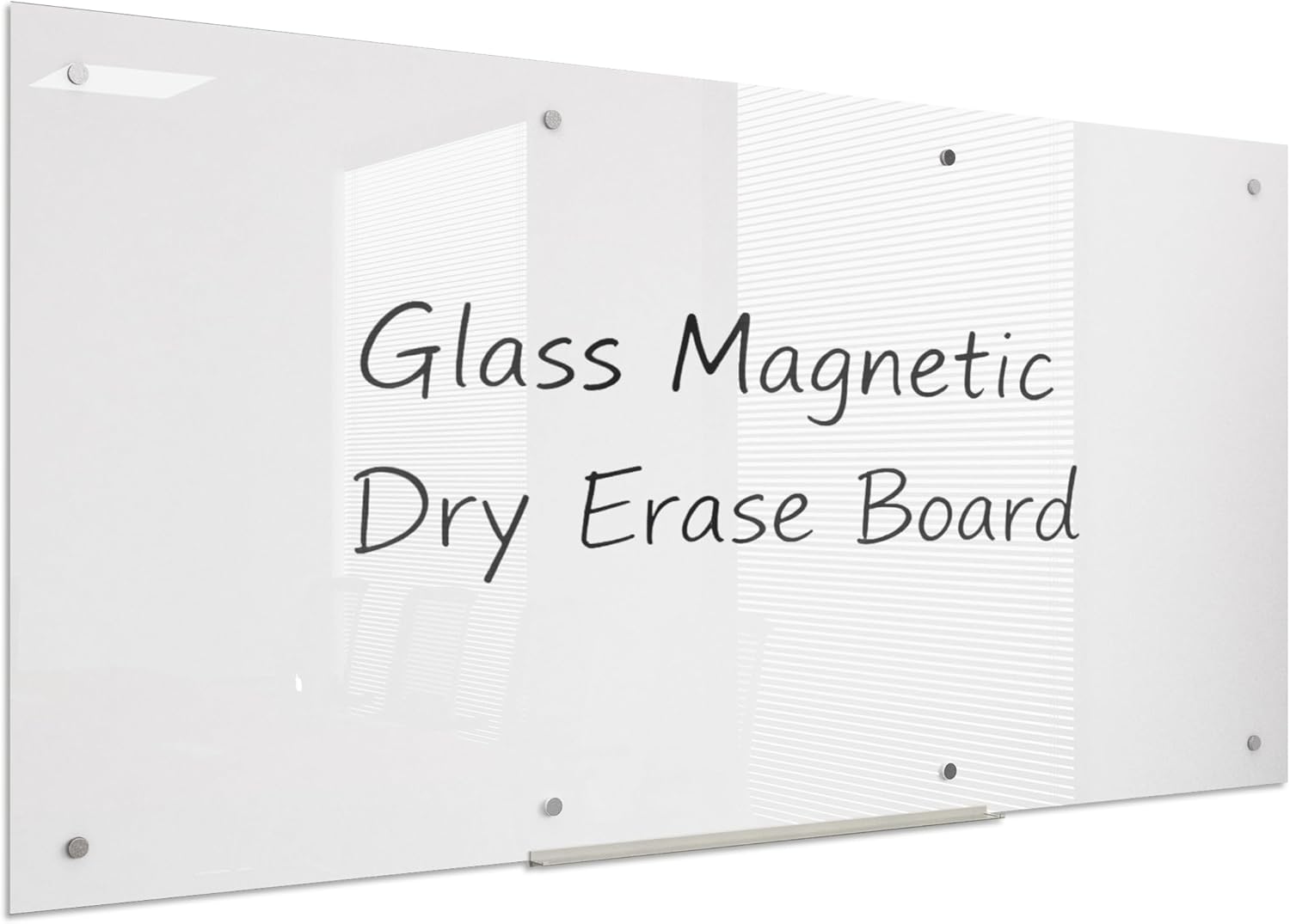 INNOVART Ultra White Glass Whiteboard 96”x48”, Magnetic Dry Erase Board with Markers, Eraser, Mark Tray and Magnets, Frameless Glass Board Glossy Surface for School, Office, Commercial, etc.