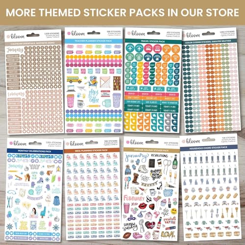 bloom daily planners Hand-Drawn Everyday Essentials Planner Stickers (535 Stickers) - Vintage Style Variety Pack for Decorating, Planning, Scrapbooking - Thumbnail 6