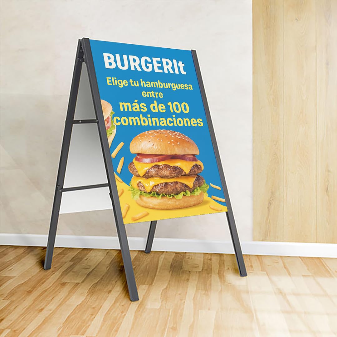 Danieli Store | Caballete Publicitario Exterior Plegable A1 (59,4 × 84,1 cm) | Expositor Doble Cara para Carteles, Soporte Publicitario para Exterior