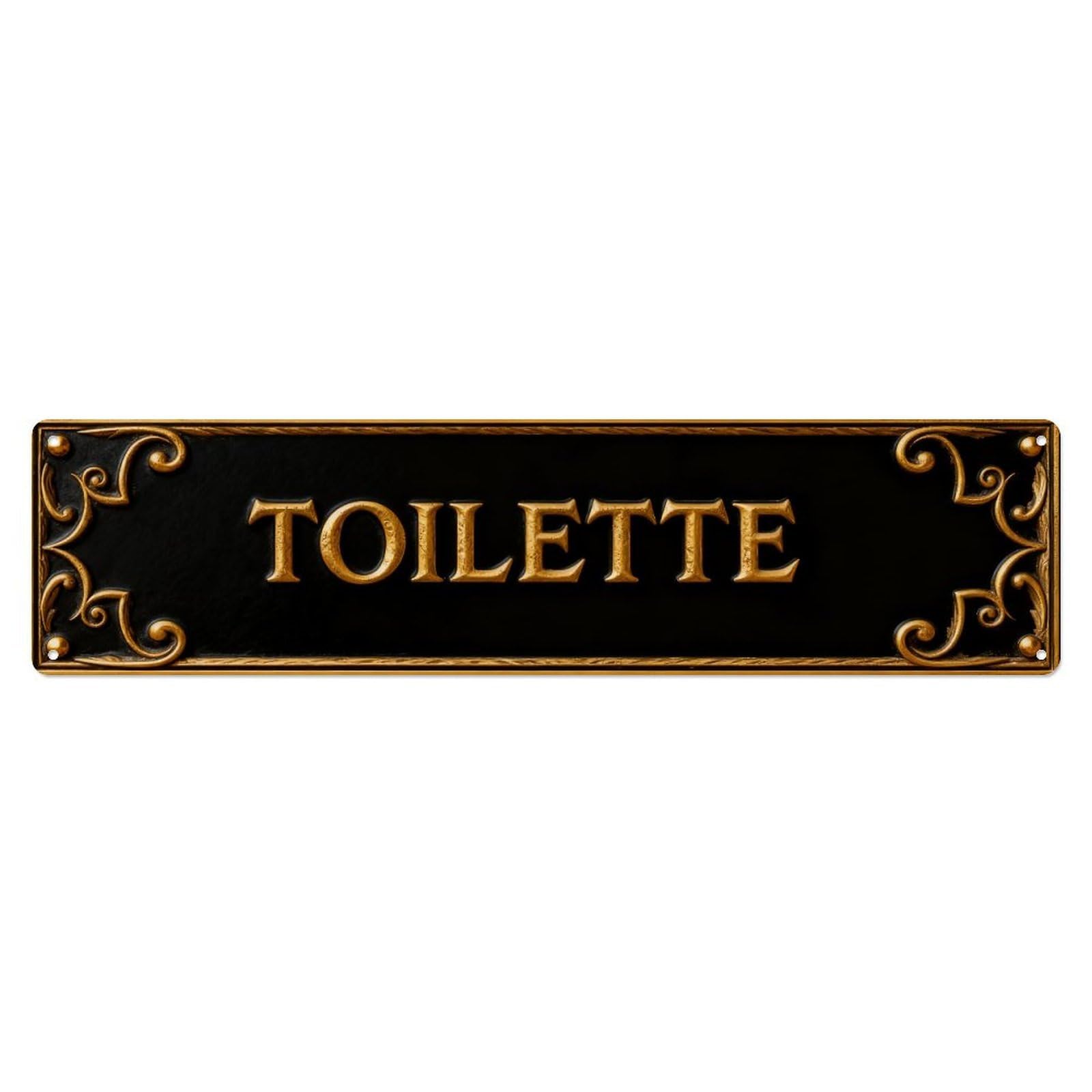 Golden Ornate Text Sign Metal Tin Sign Plaque
