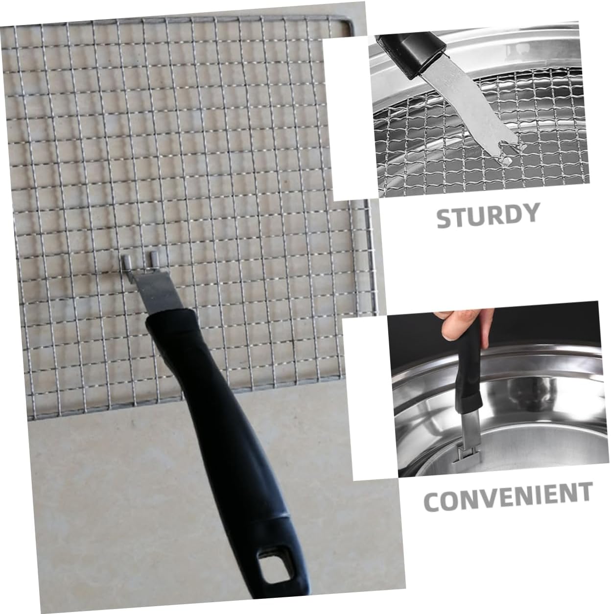 Levemolo Stainless Steel Grill Grate Lifter 3pcs with Black Handle