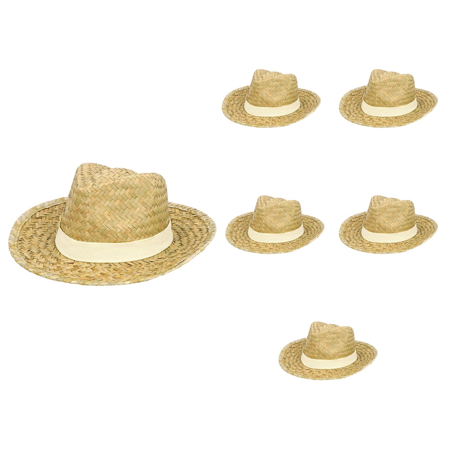 Boland - Straw Summer Hat for Adults, Set of 6, Hat for Costumes, Carnival and Theme Party, Headpiece