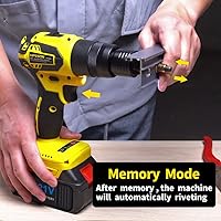 Vista 5 de HIFESON Pistola de remache inalámbrica, remache automático eléctrico de 21 V y tuerca de remache, kit profesional de dos funciones con 2