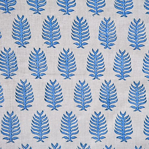 Ridhi Cerulean Blue And White Hand Block Print Table Cloth Washable 100% Cotton Material Cover Dinning Outdoor Summer Home Décor Furnishing 80X120 Inches #TOP2