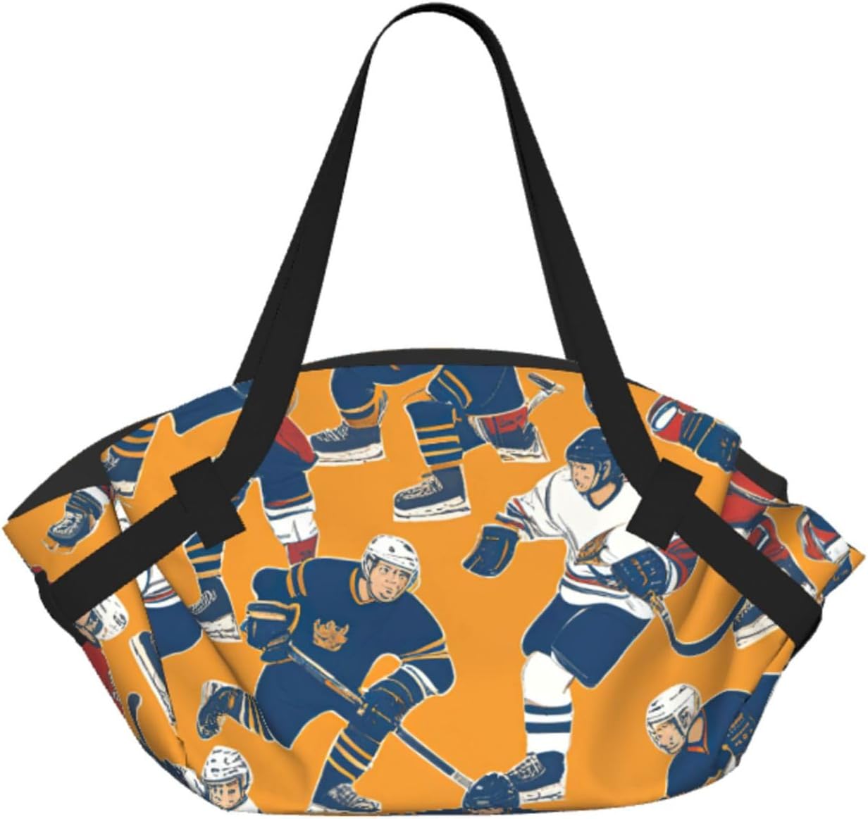 Foldable Hockey Print 2-in-1 Portable Picnic Blanket Tote Bag Outdoor Camping Beach Park Mat