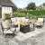 HERA'S HOUSE 4 Pieces Patio Furniture Set with Fire Pit Table, 2 x Swivel Cushioned Chair, 3-Seat Sofa with 46" Wood Like Fire Pit Table, Outdoor Conversation Set for Garden, Poolside, Backyard