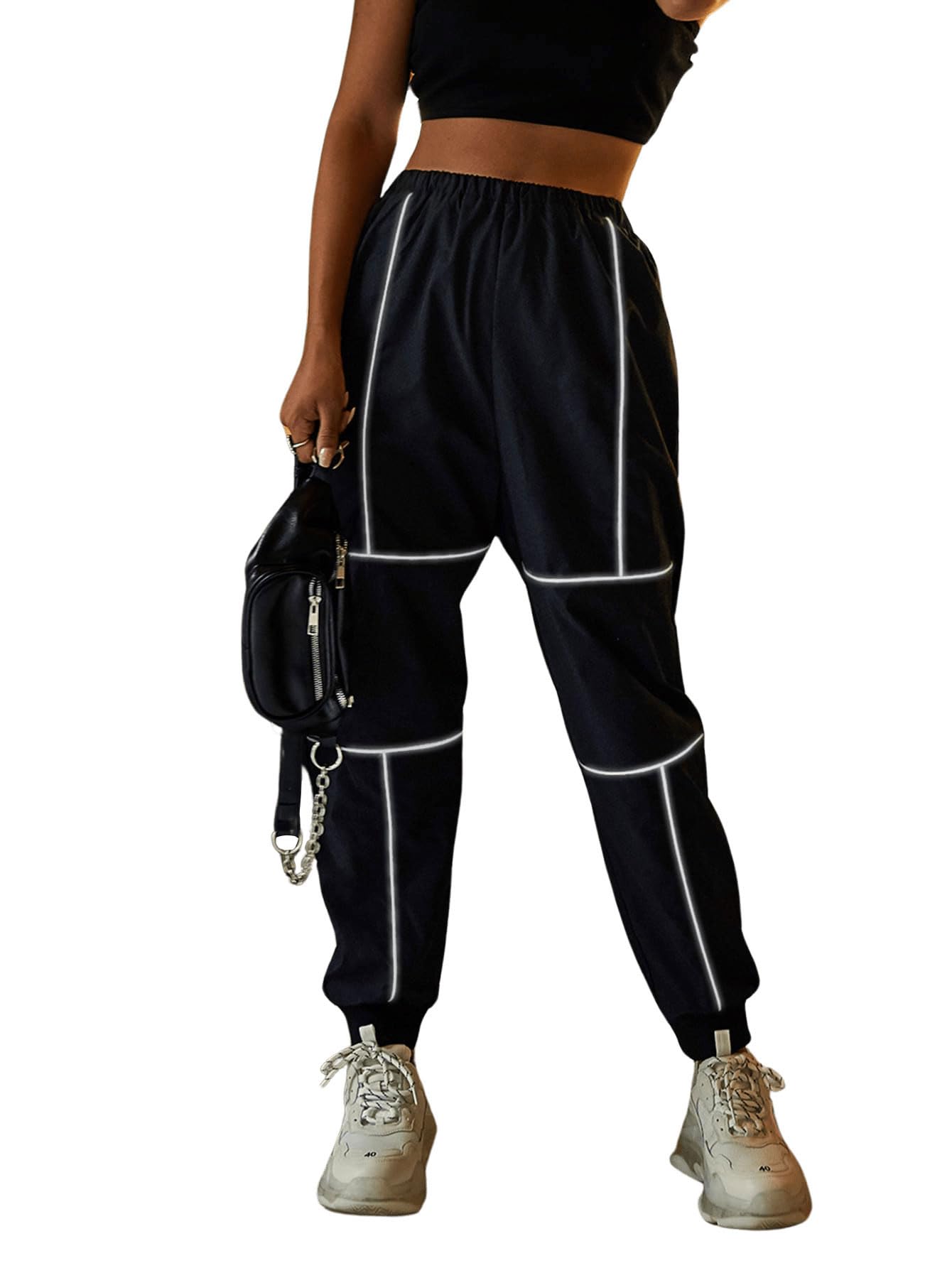 Women's Casual Elastic High Waisted Joggers Running Pants Sweatpants