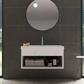 Gabinete com Cuba para Banheiro 100% MDF Zoff Marmorizado Branco
