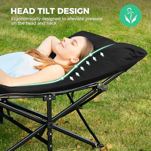 Image of JEAREY Camping Cot for Sleeping 28 inch Extra Wide, Heavy-Duty 1200D Oxford Foliding Cots for Adults Portable with Mattress, Carry Bag for Guest, Travel, Hiking, Black
