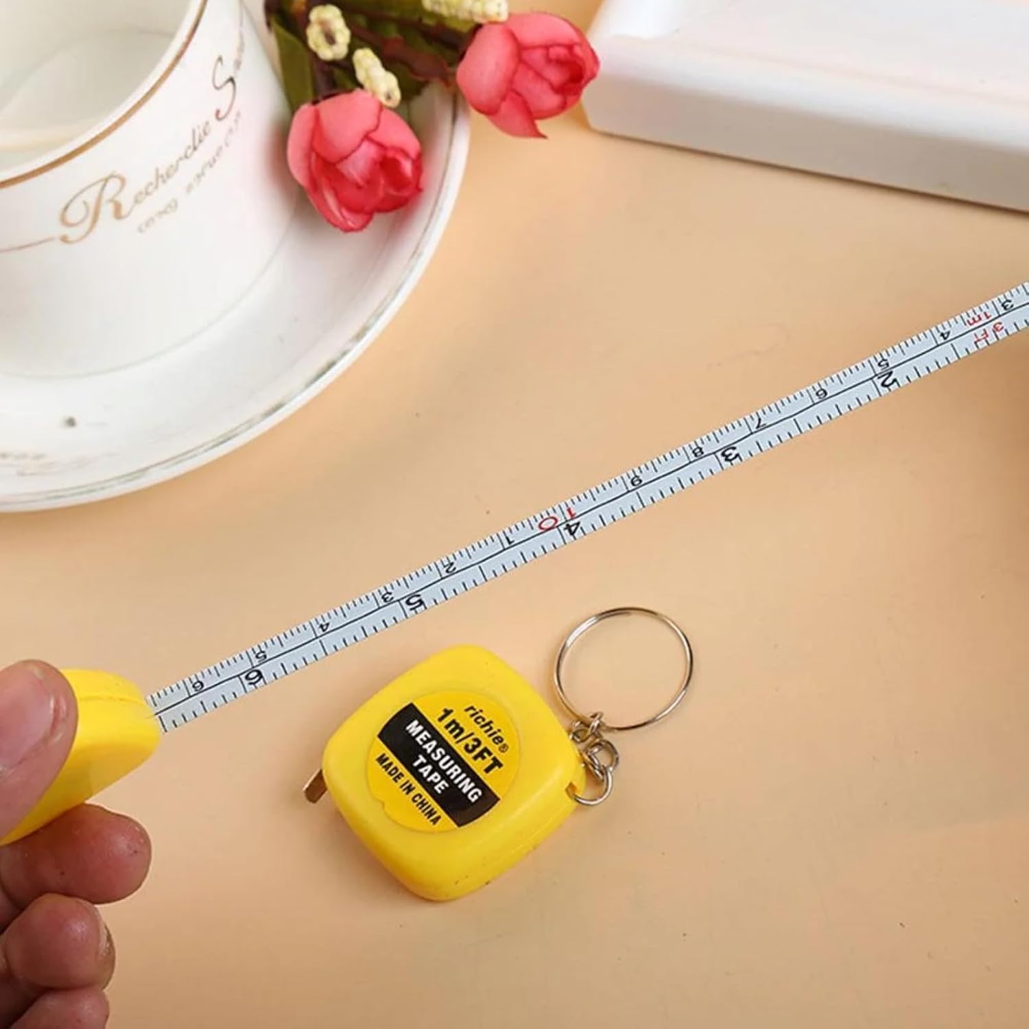 Compact Mini Steel Tape Measure with Keychain – Retractable 40-Inch/1M Portable Ruler for Crafts, Gifts, and Everyday Use (1m,Yellow,1)