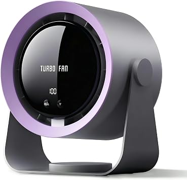 Desk Fan, USB Rechargeable Quiet Desktop Fan with 5400mAh Battery & LED Display, Adjustable Speed Control, 90 Tilt Head Hangable Table Fan for Office, Bedroom, Dorm, Kitchen Deep Sky Grey