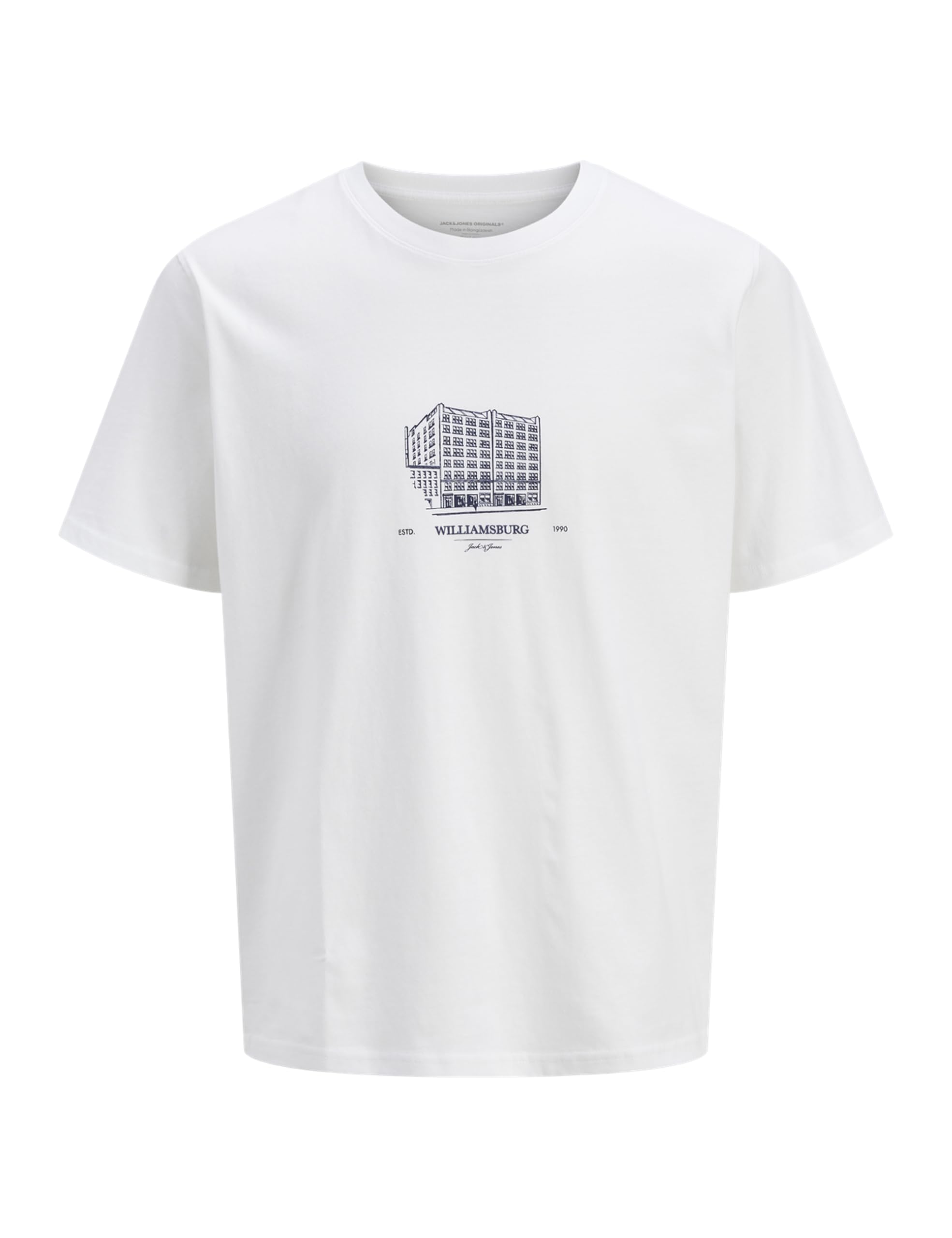 JACK & JONES Jorboston Graphic Tee SS Crew Neck, Bright White, M