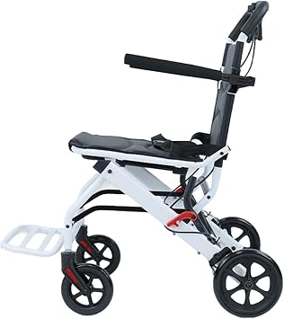 Lightweight Wheelchair Foldable, Transport Wheelchair for Adults 18 lbs, Ultra Lightweight Wheelchairs Foldable with PU Tires, 200 LBS Capacity, Portable Travel Wheelchairs Black and White