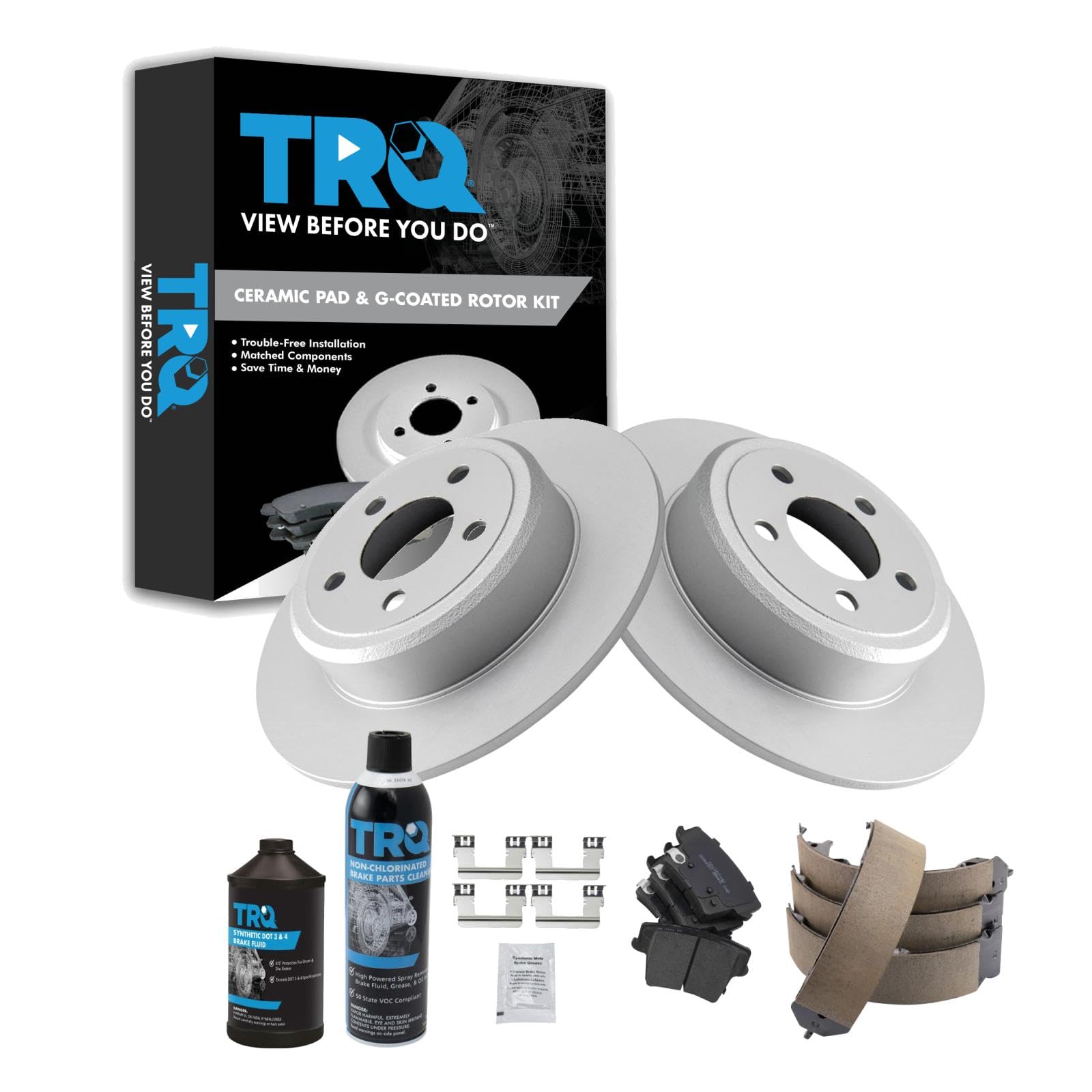TRQ Rear Brake Pad &amp; Rotor Kit Compatible with 2005-2021 Chrysler 2005-2021 Dodge