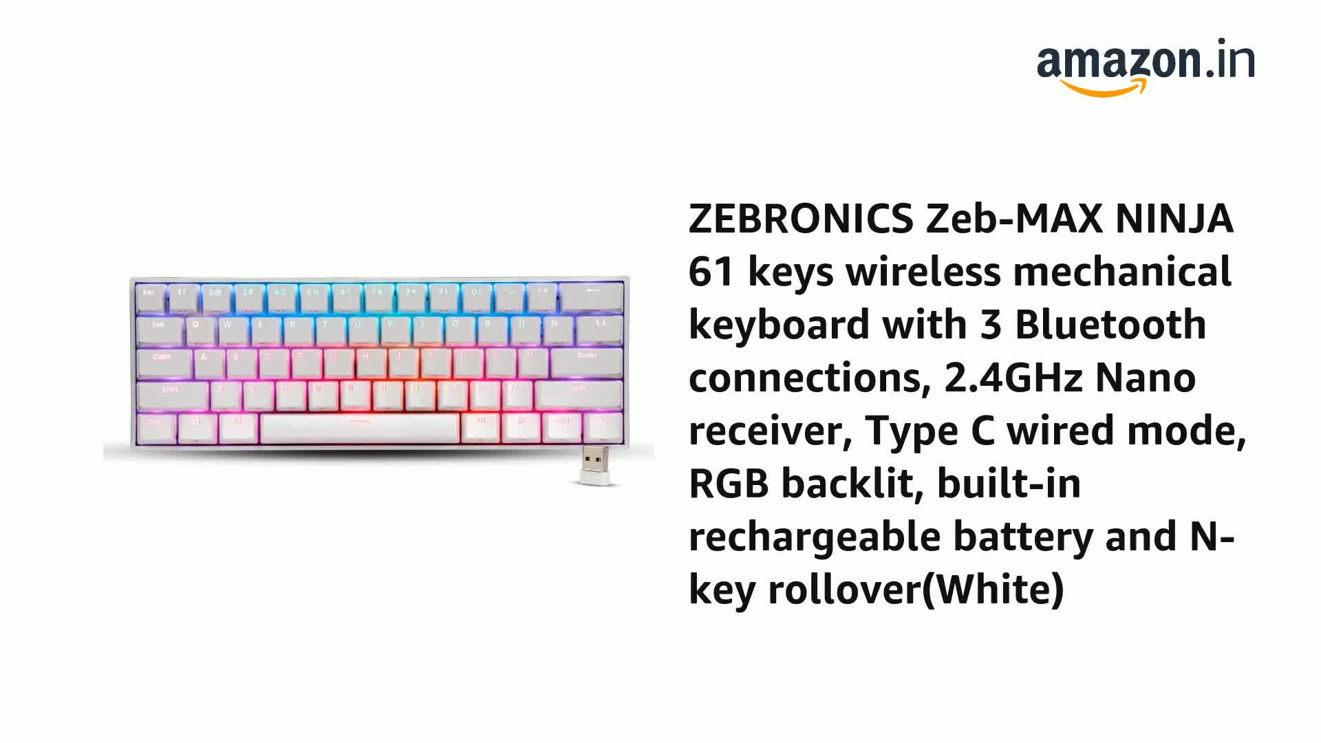 Amazon.in: Buy ZEBRONICS Zeb-MAX NINJA 61 keys wireless mechanical