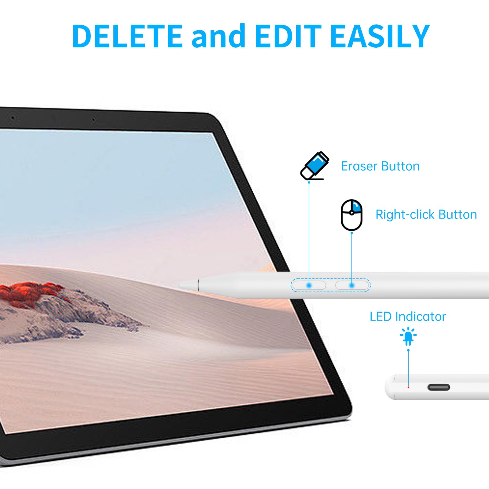 Penna stilo per HP Omnibook, penna digitale per dispositivi touch screen HP Envy Pavilion Specter x360, ricaricabile MPP 2.0, inclinazione con sensibilità alla pressione 4096, rifiuto palmo, ricarica