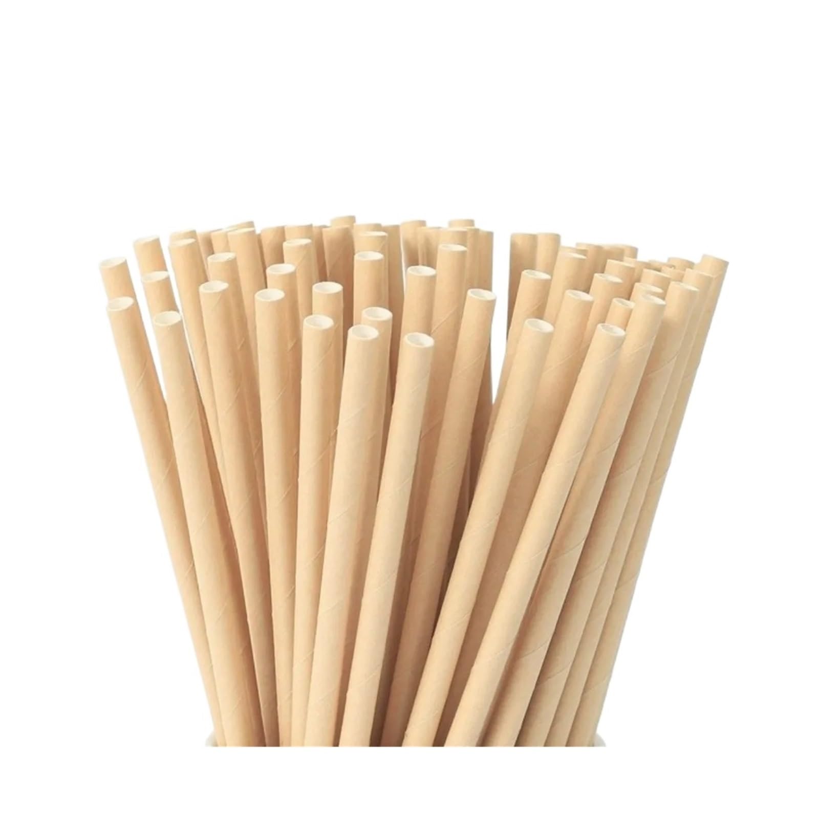 las pajitas de papel, Pajitas de papel Kraft, 400 unidades, apertura plana, marrón, blanco, desechables, for fiesta, 19,7x0,6 cm(Brown)