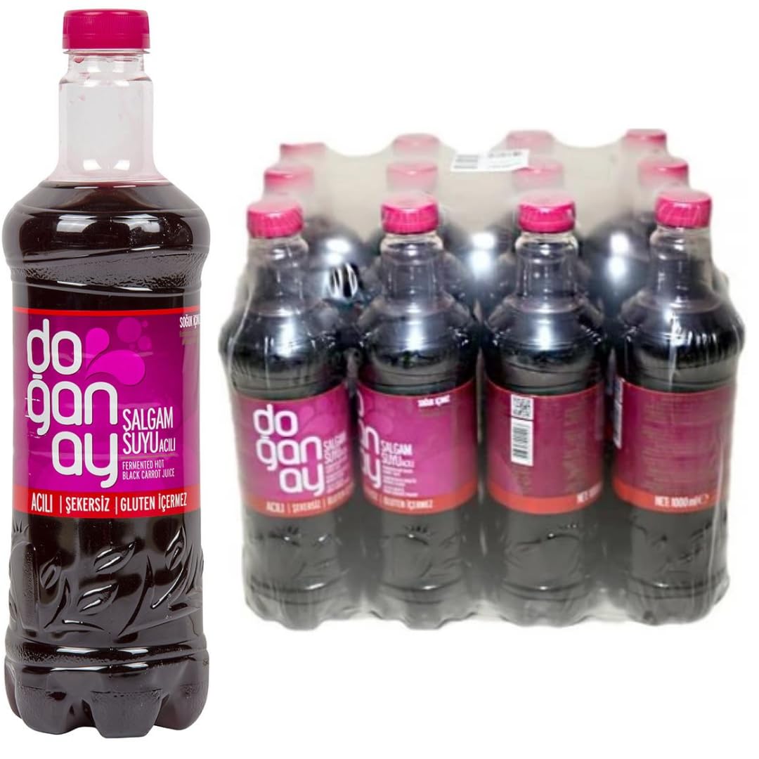 Mit Pufai Grocery, DOGANAY Steckrübensaft Salgam SCHARF Steckrübensaft Salgamsaft (traditionelles Getränk aus Steckrüben) 1000 Milliliter x 12 STÜCK