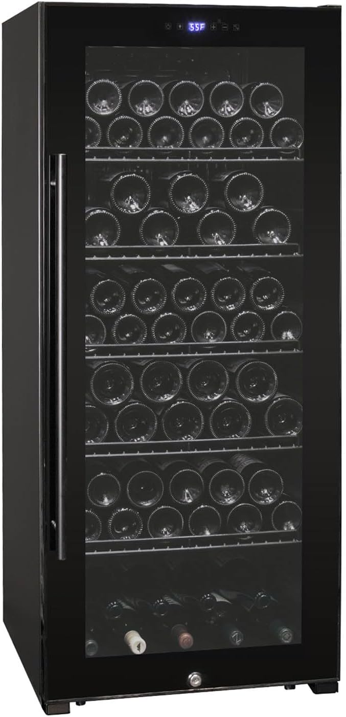 Allavino 102 Bottle 50" Tall Single Zone Right Hinge Black Glass Wine Refrigerator KWR102S-1BGR