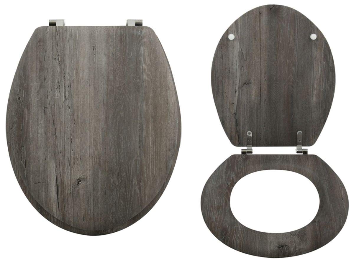 Msv Wood 142239 Toilet Seat (Bamboo Hinges, Stainless Steel), One Size
