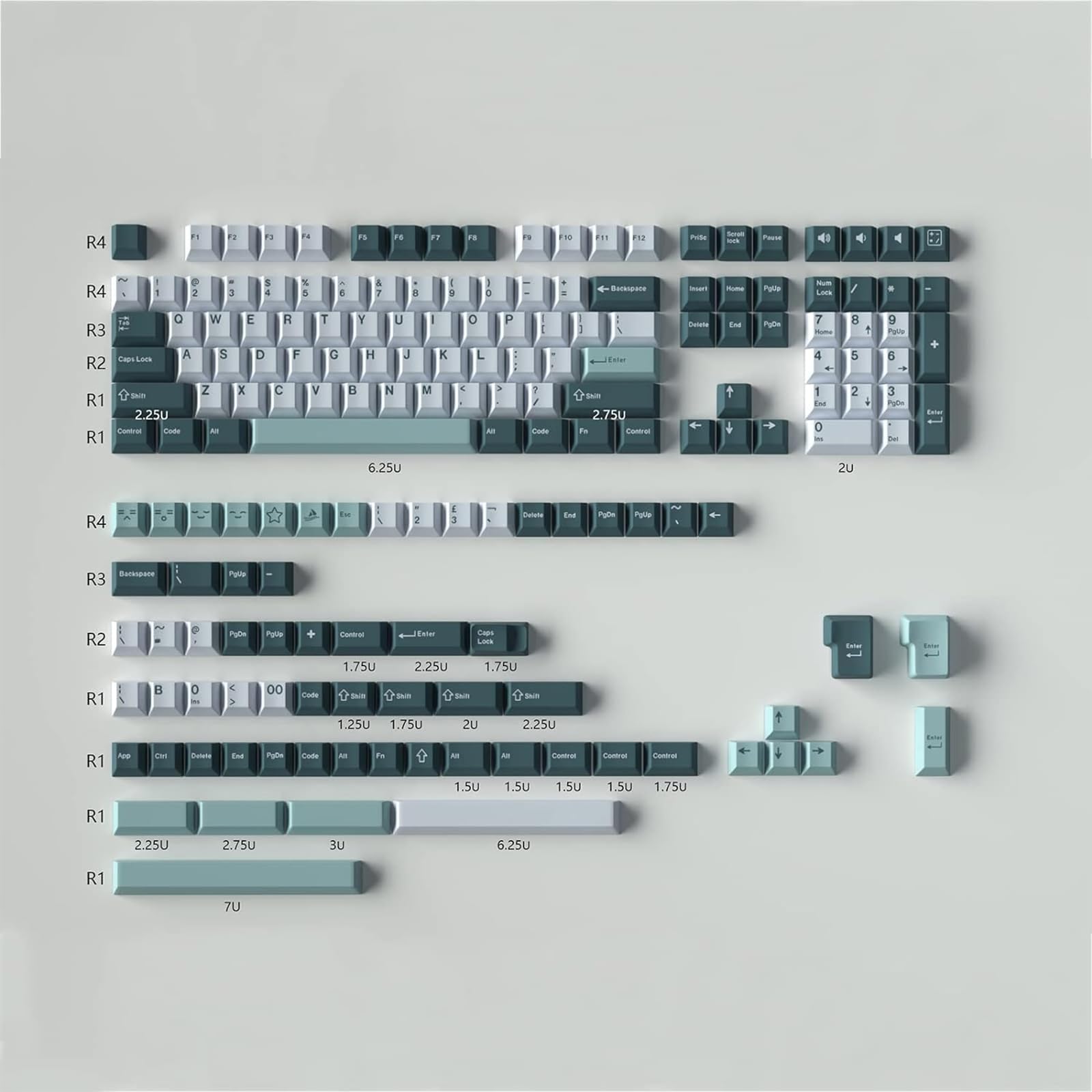 Lot de 163 touches à double tir, profil cerise, Olivia pour clavier mécanique Cherry MX Switches 61/64/87/104/108