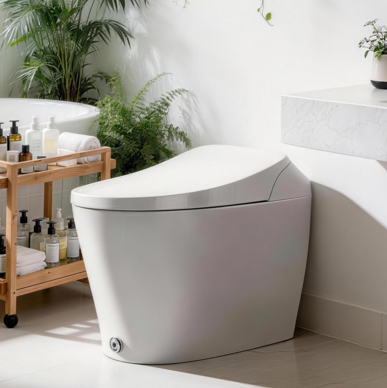 ‌VANCOCO Smart Toilets with Built-in Bidet,One-Piece Toilets with Toilet Bidet,Smart Toilets and Bidets with Night Light & Heated Seat,Warm Water Wash & Air Dryer