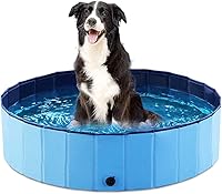 Jasonwell 32" Foldable Dog Pool - Collapsible Bathing Tub for Small Medium Large Dogs Cats Kids, Portable Kiddie Pool Blue