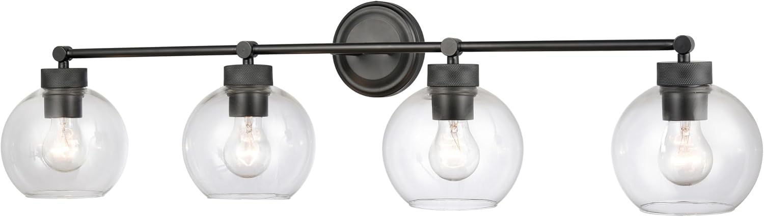 ML Lighting | Jonatan Collection | 99104-MB | Indoor 4 Light Vanity in Matte Black with Clear Glass Shade | Elegant and Versatile Design for Any Bathroom