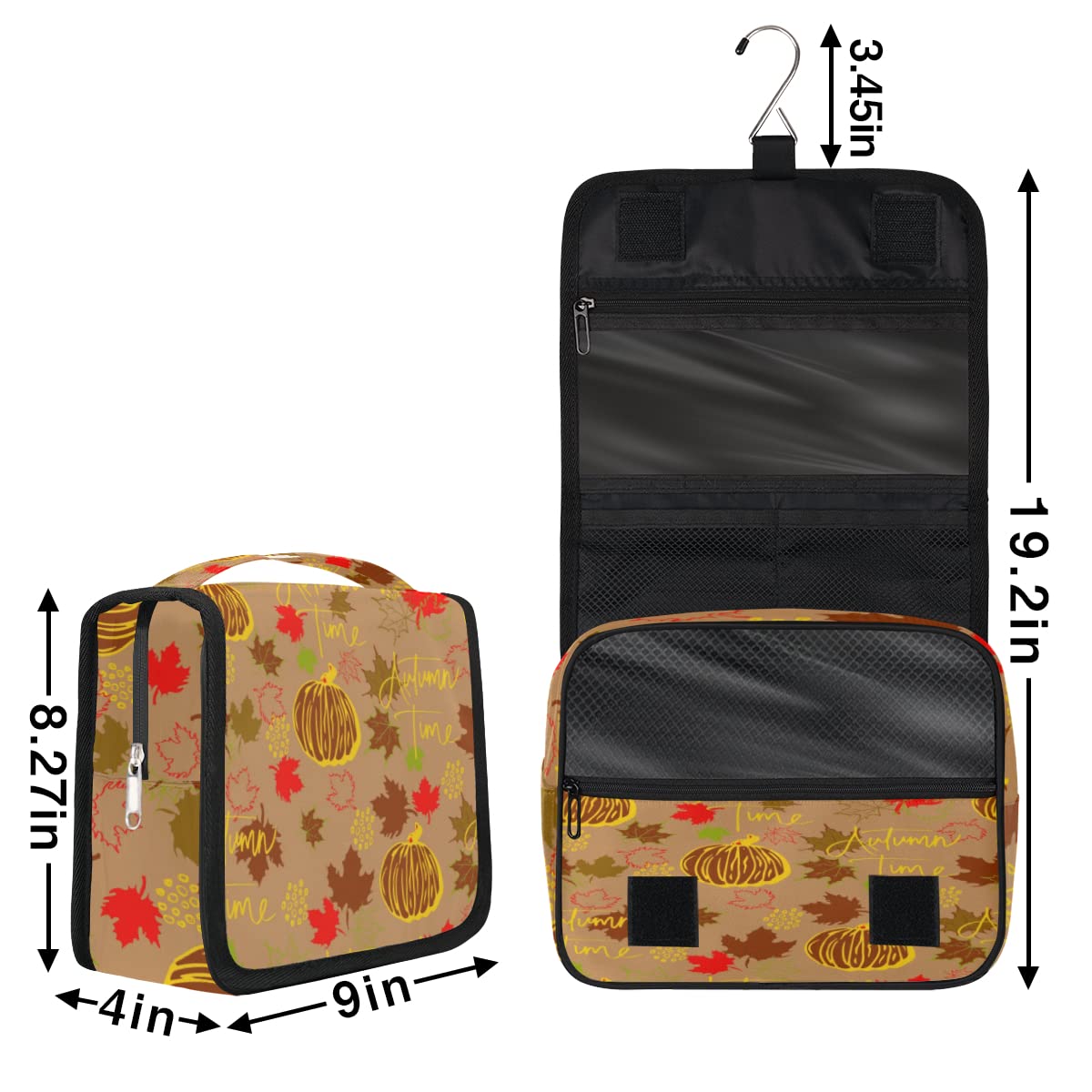 Jesień Halloween podróżna kosmetyczka Halloween dynia zmywanie torebka unisex wiszące przybory toaletowe kosmetyczne organizer do makijażu, wielobarwny, Jeden rozmiar