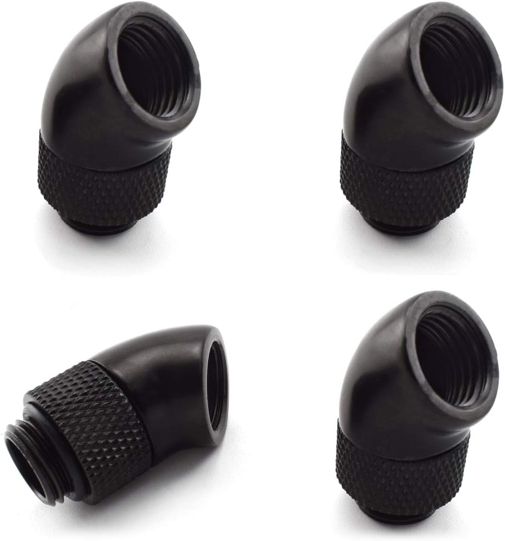 SDTC Tech 4-Pack G1/4″ Male to Female 45° Rotary Fitting Extender Elbow Connector for PC Water Cooling System SDTC Tech 4-Pack G1/4″ Male to Female 45° Rotary Fitting Extender Elbow Connector for PC Water Cooling System